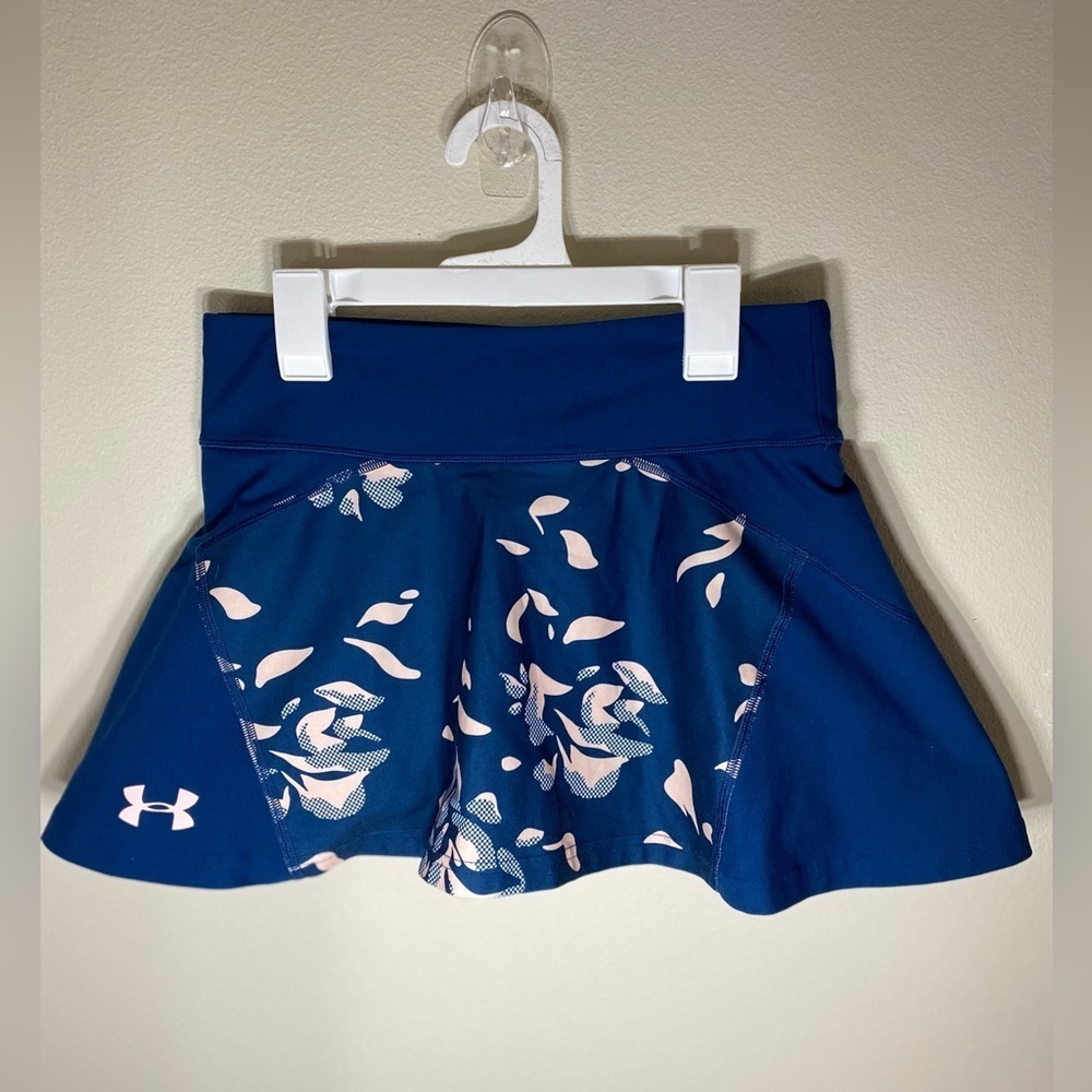 Under Armour Blue Floral Athletic Tennis Pickleball Skort Heat Gear Women Small